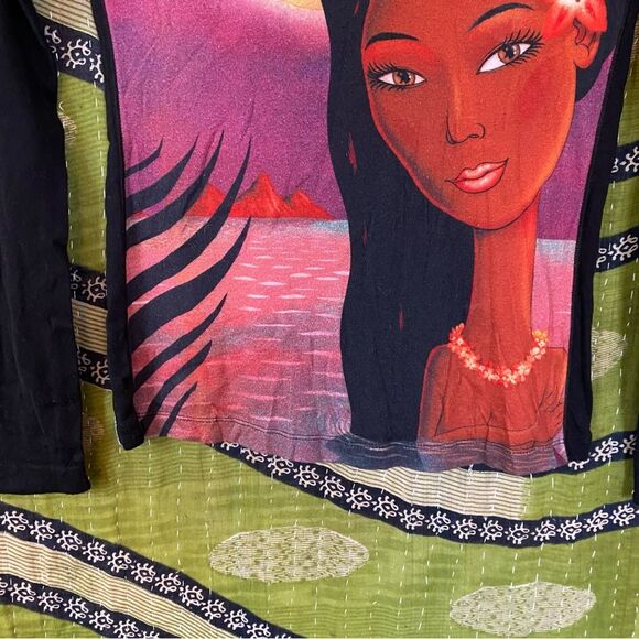 Rare Y2K Custo Barcelona Colorful Contrast Aloha Print Long Sleeve Top Size 2 - Picture 5 of 13